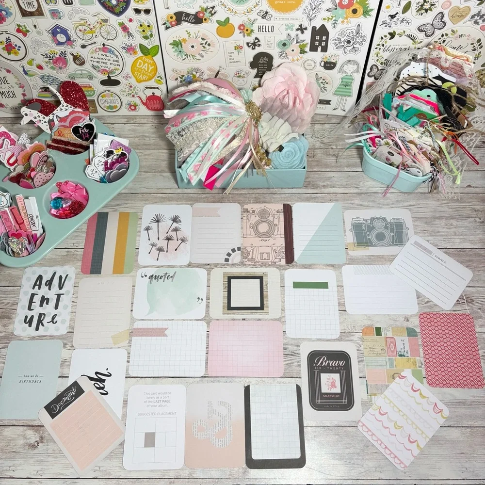 Pink & Black Themed Journaling Cards Lot Of 25 Planners Scrapbooks Junk Journals